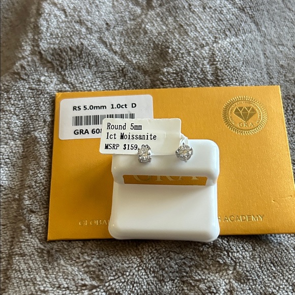 Moissanite Round Stud Earrings in Silver - Picture 2 of 2